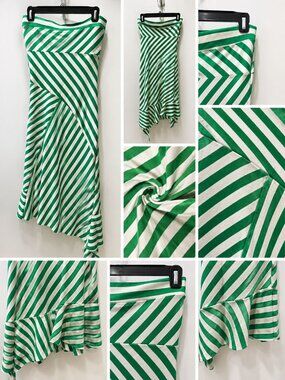 Necessary Objects Y2K Green White Strapless Asymmetrical Dress M
